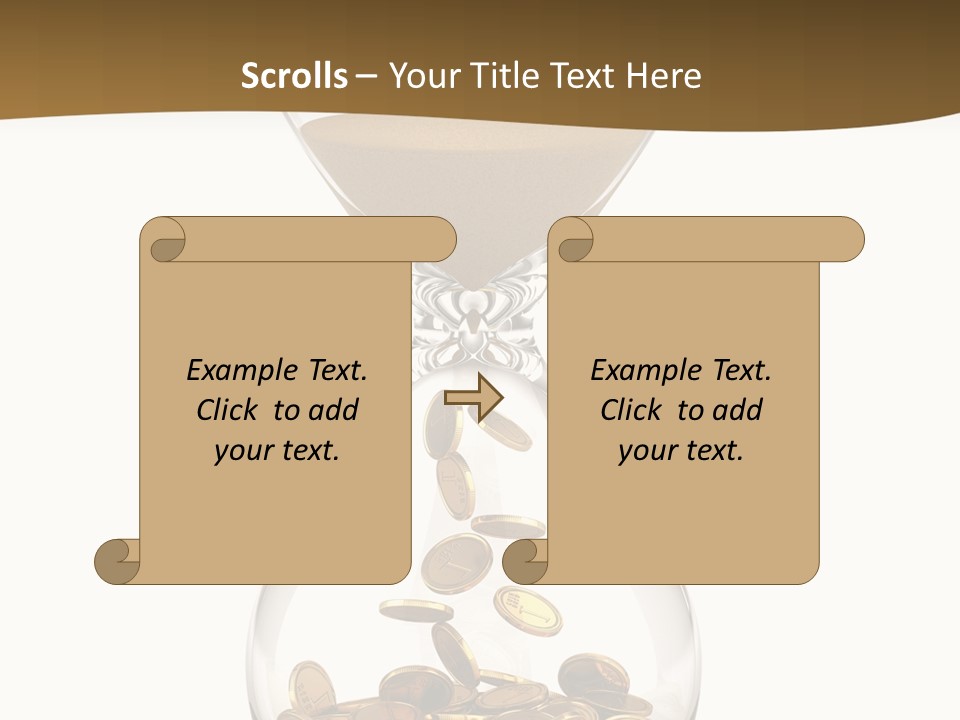 An Hourglass With Coins In It On A White Background PowerPoint Template