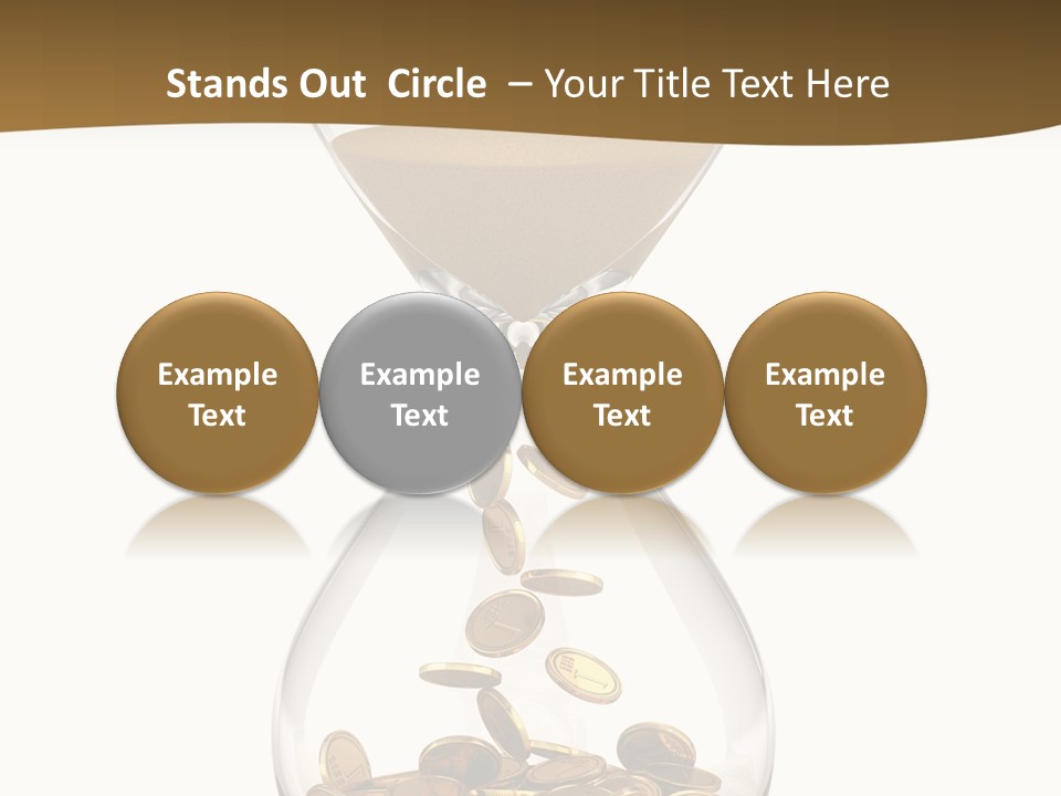 An Hourglass With Coins In It On A White Background PowerPoint Template