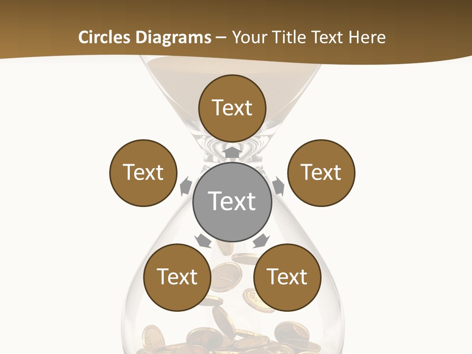 An Hourglass With Coins In It On A White Background PowerPoint Template