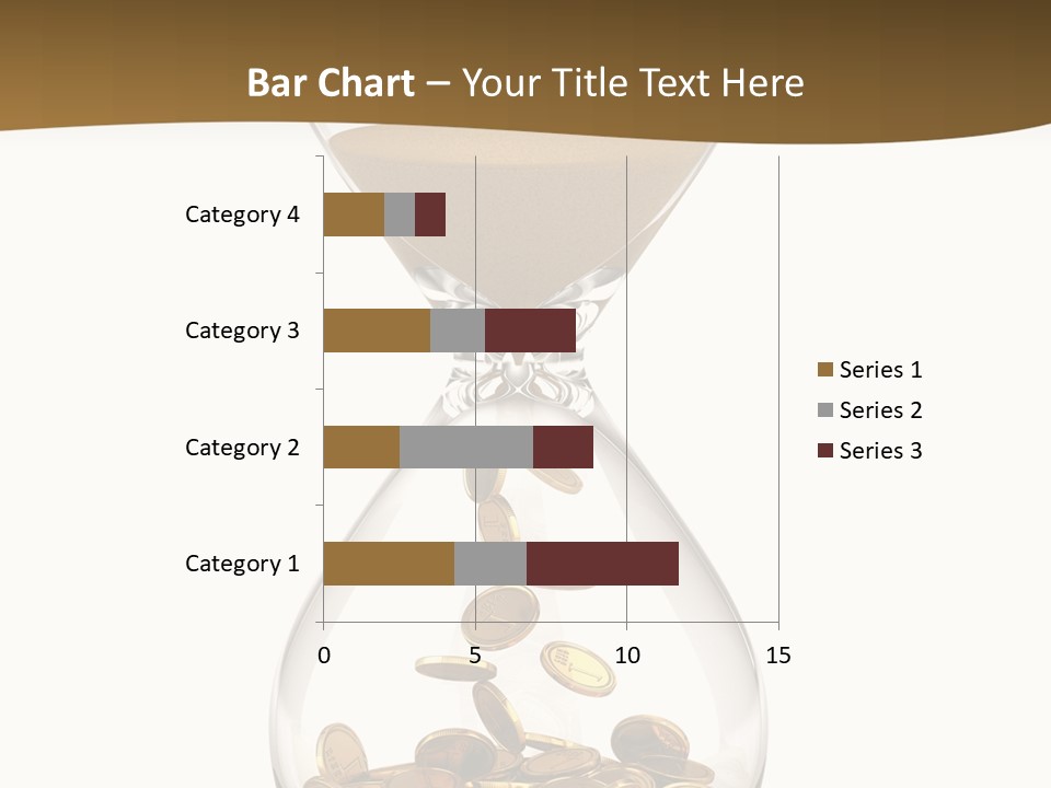 An Hourglass With Coins In It On A White Background PowerPoint Template