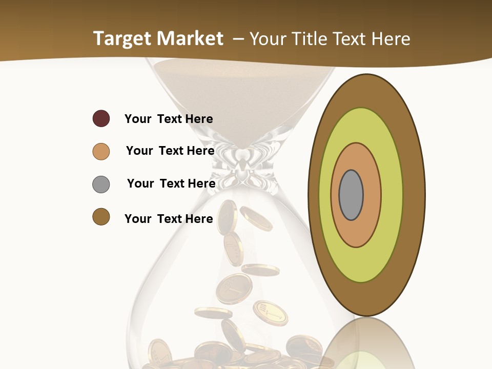 An Hourglass With Coins In It On A White Background PowerPoint Template