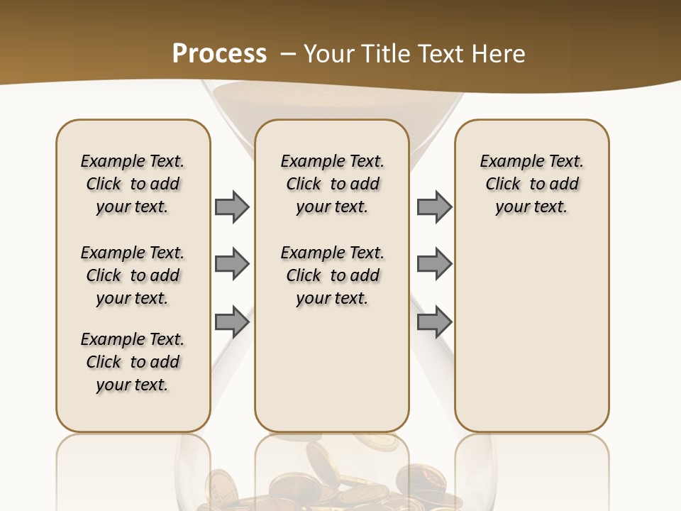 An Hourglass With Coins In It On A White Background PowerPoint Template