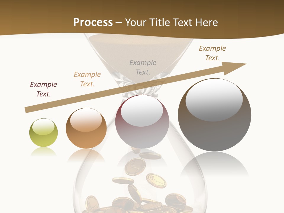 An Hourglass With Coins In It On A White Background PowerPoint Template