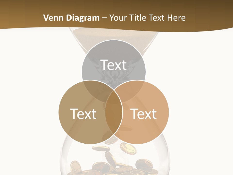 An Hourglass With Coins In It On A White Background PowerPoint Template