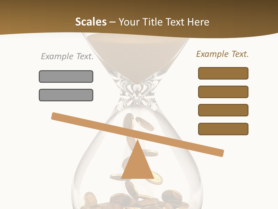 An Hourglass With Coins In It On A White Background PowerPoint Template