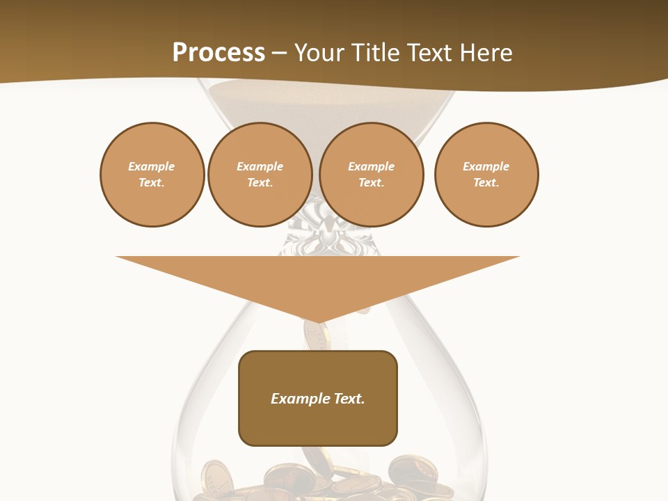 An Hourglass With Coins In It On A White Background PowerPoint Template