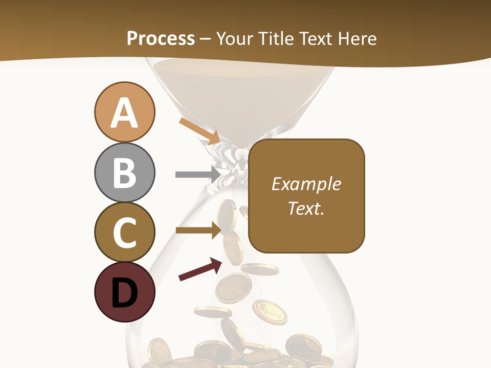 An Hourglass With Coins In It On A White Background PowerPoint Template