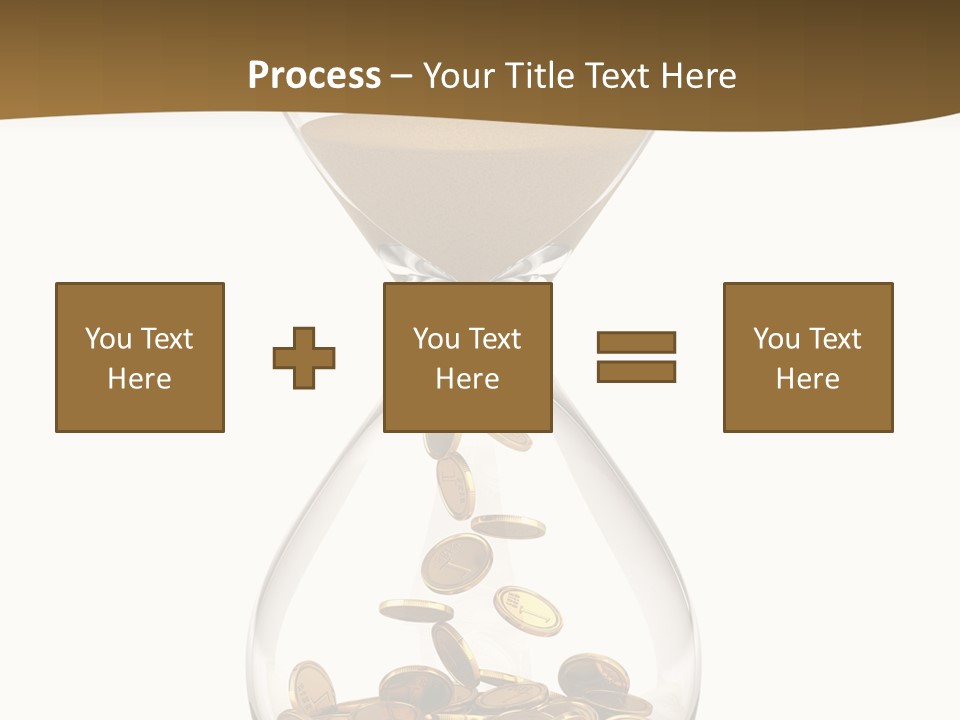 An Hourglass With Coins In It On A White Background PowerPoint Template