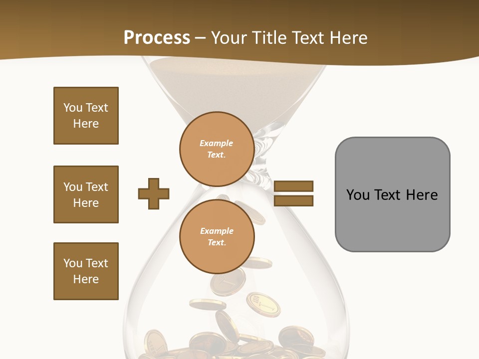 An Hourglass With Coins In It On A White Background PowerPoint Template