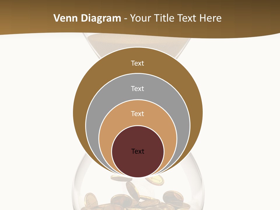 An Hourglass With Coins In It On A White Background PowerPoint Template