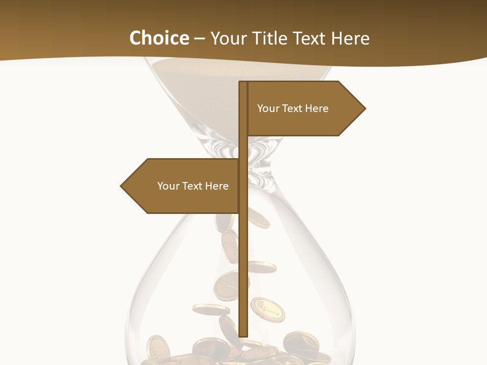 An Hourglass With Coins In It On A White Background PowerPoint Template