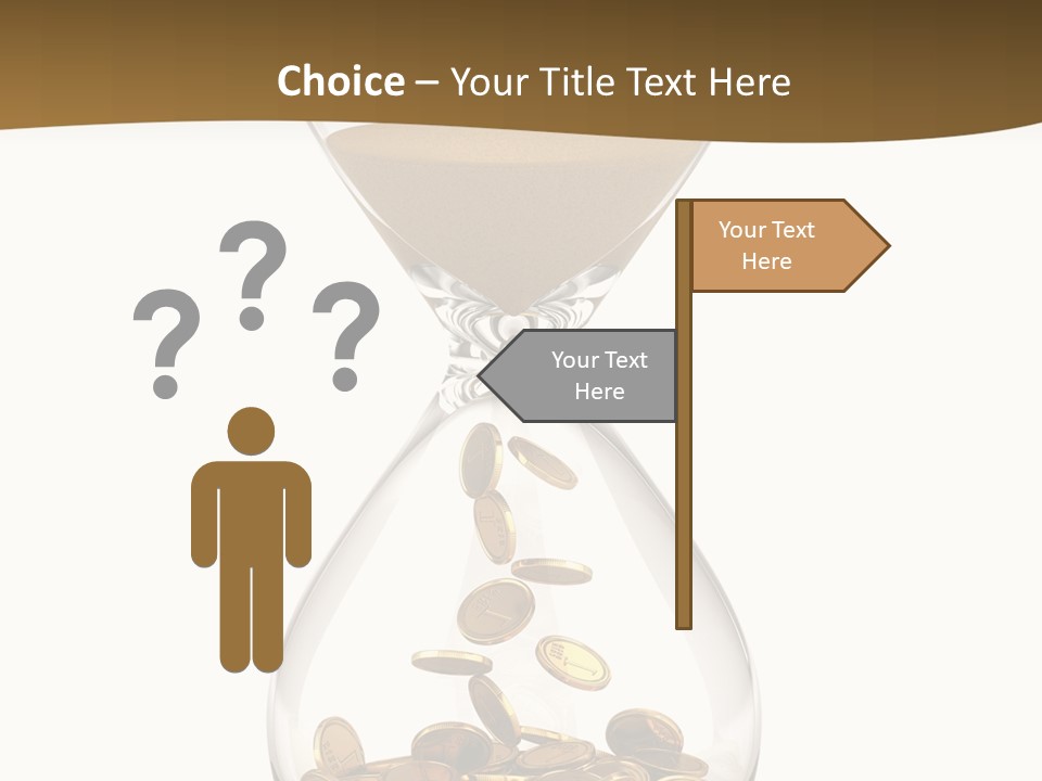 An Hourglass With Coins In It On A White Background PowerPoint Template