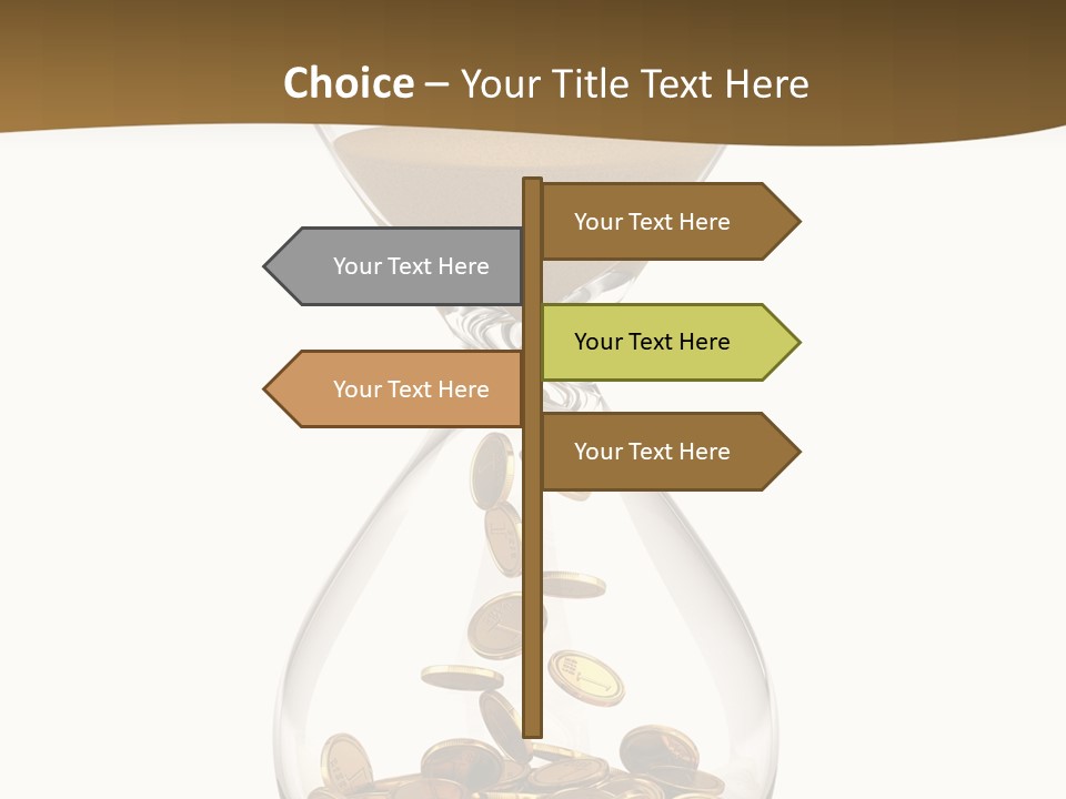 An Hourglass With Coins In It On A White Background PowerPoint Template