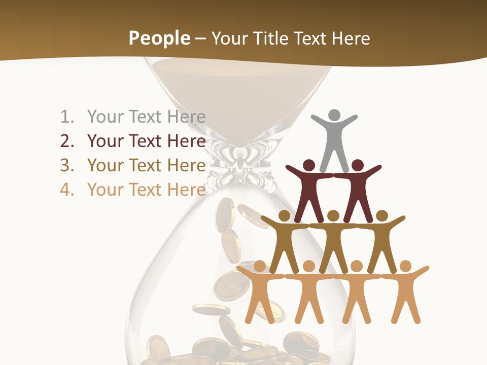 An Hourglass With Coins In It On A White Background PowerPoint Template