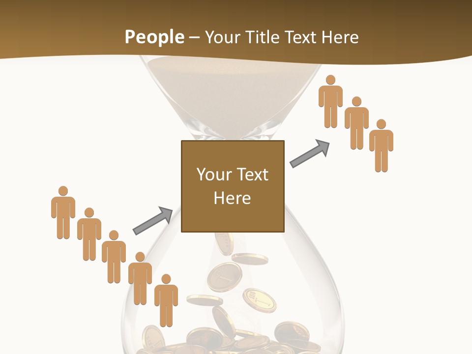 An Hourglass With Coins In It On A White Background PowerPoint Template