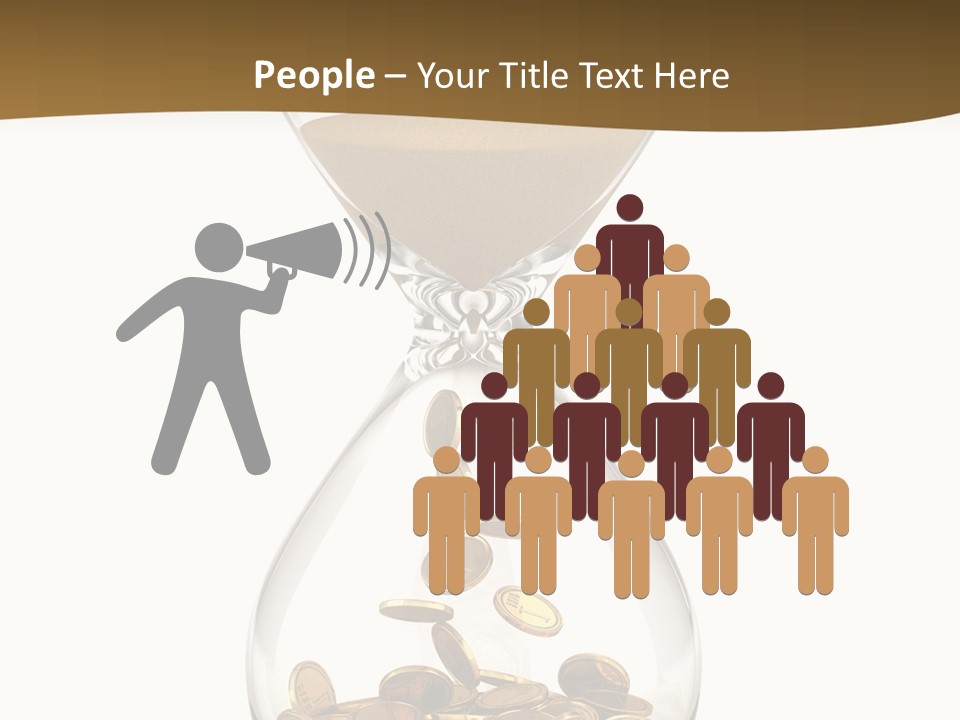 An Hourglass With Coins In It On A White Background PowerPoint Template