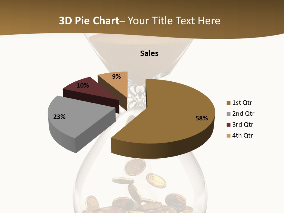 An Hourglass With Coins In It On A White Background PowerPoint Template