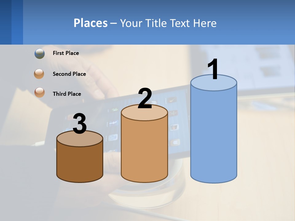 A Person Holding A Tablet On A Table PowerPoint Template