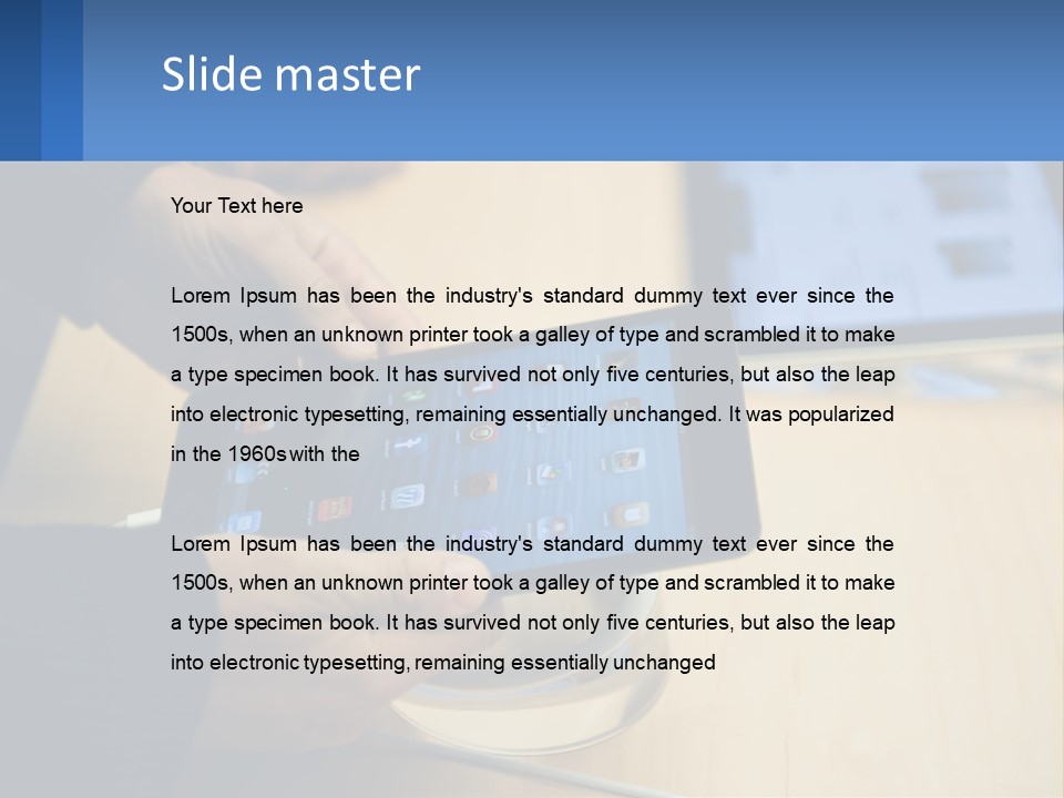 A Person Holding A Tablet On A Table PowerPoint Template