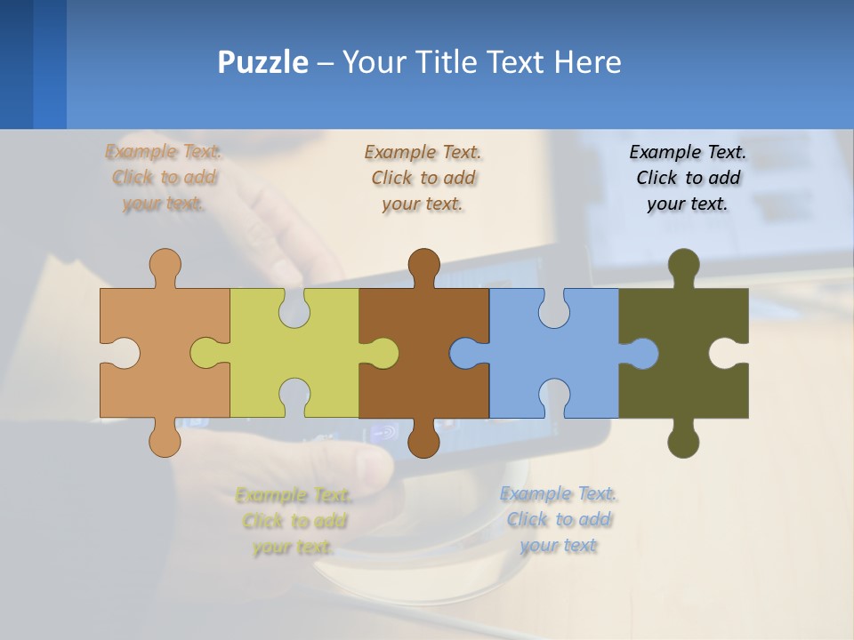 A Person Holding A Tablet On A Table PowerPoint Template