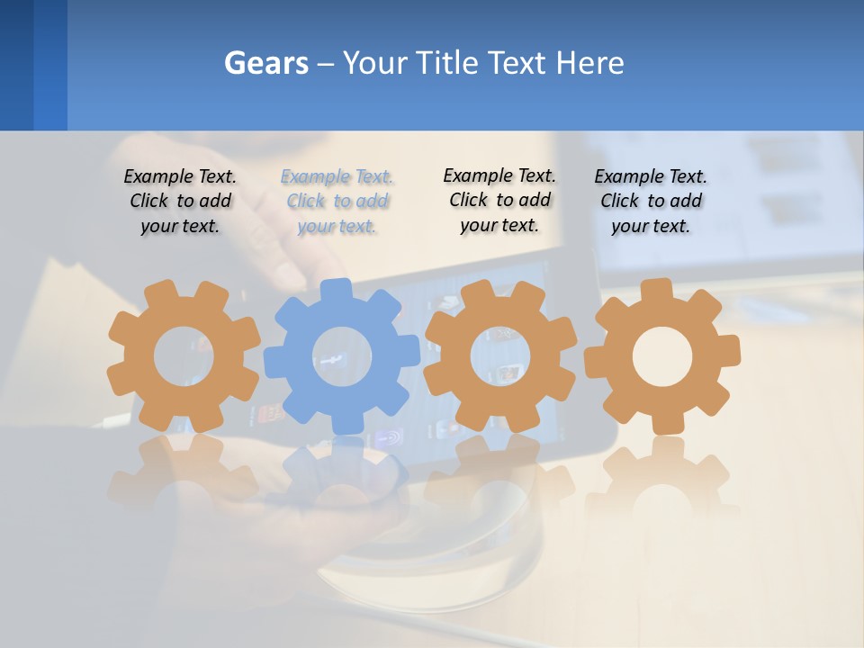 A Person Holding A Tablet On A Table PowerPoint Template
