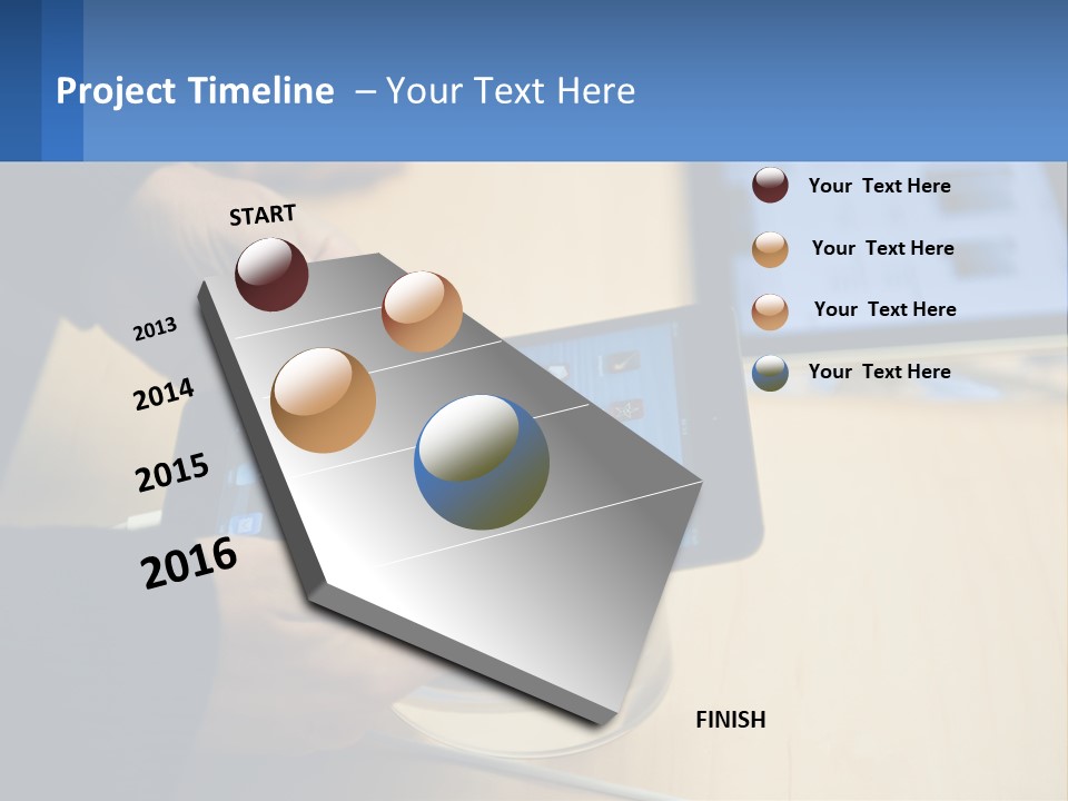 A Person Holding A Tablet On A Table PowerPoint Template