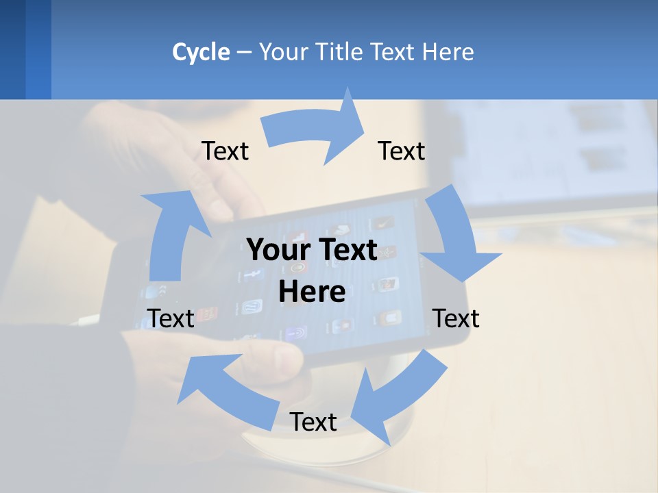 A Person Holding A Tablet On A Table PowerPoint Template