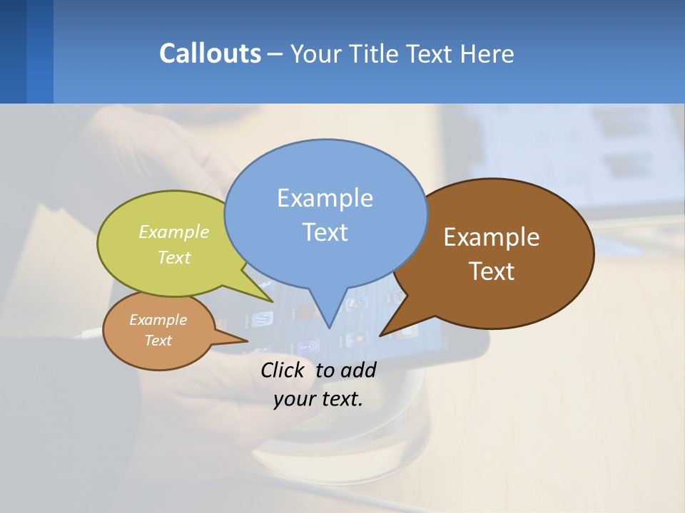 A Person Holding A Tablet On A Table PowerPoint Template