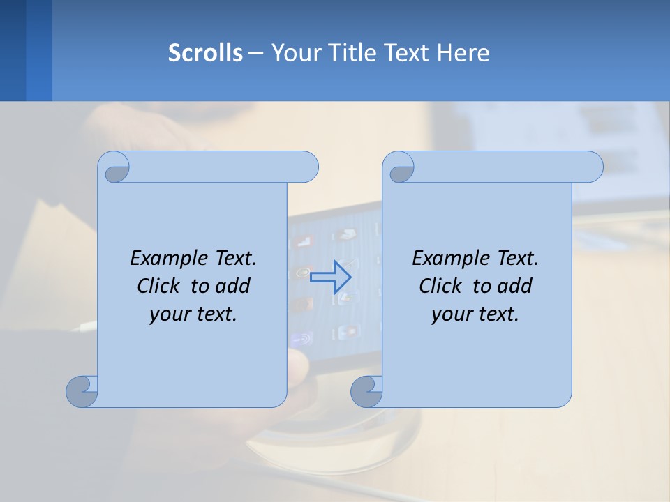 A Person Holding A Tablet On A Table PowerPoint Template
