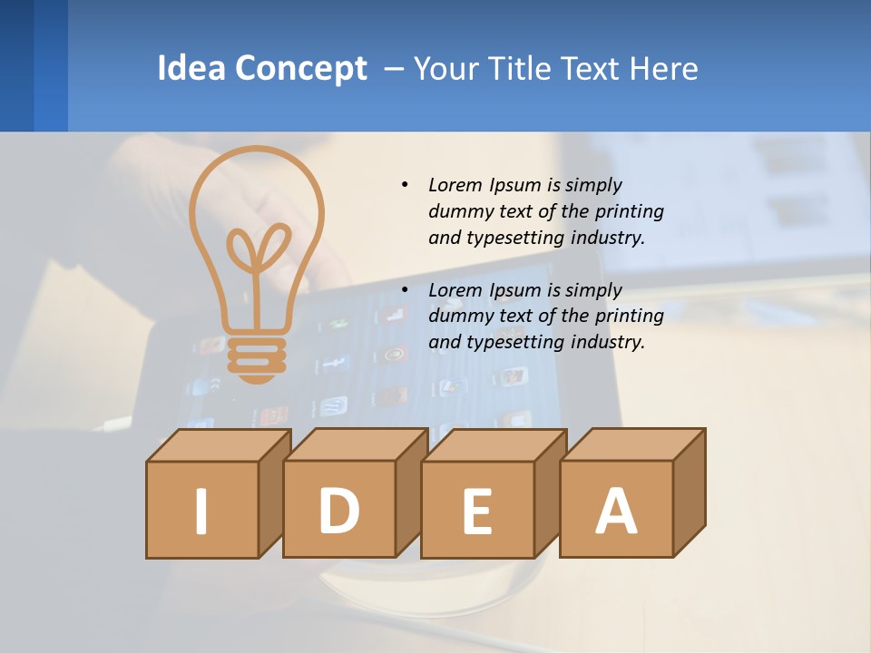 A Person Holding A Tablet On A Table PowerPoint Template