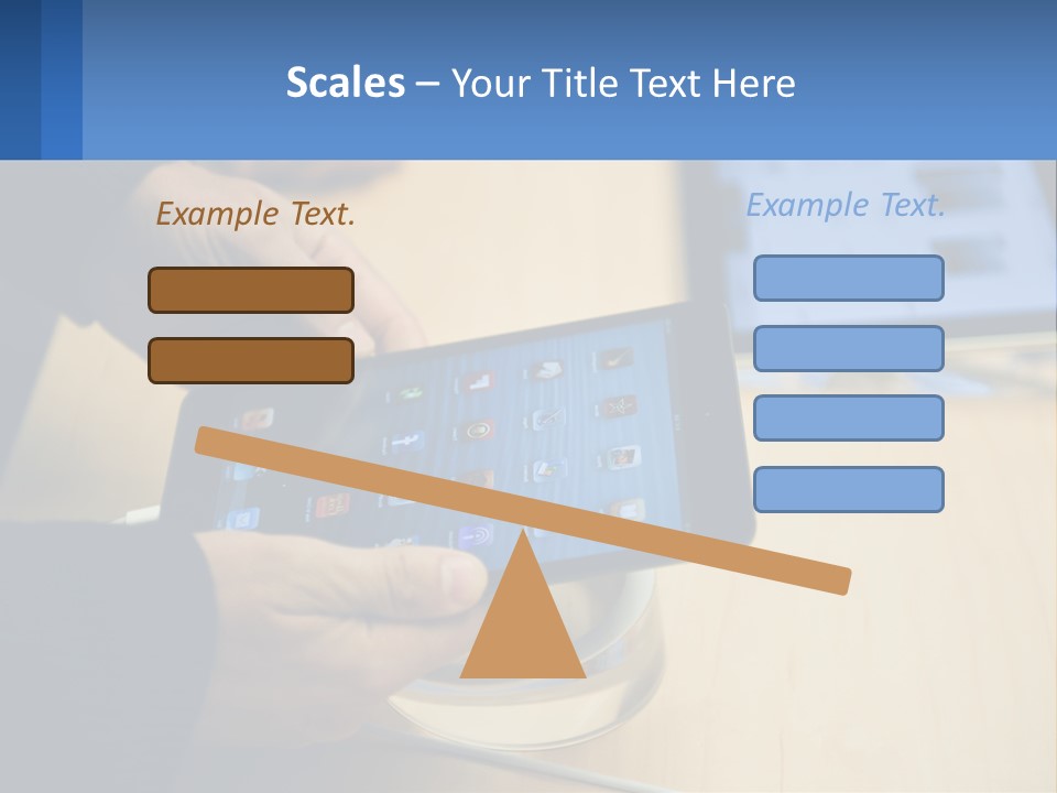 A Person Holding A Tablet On A Table PowerPoint Template