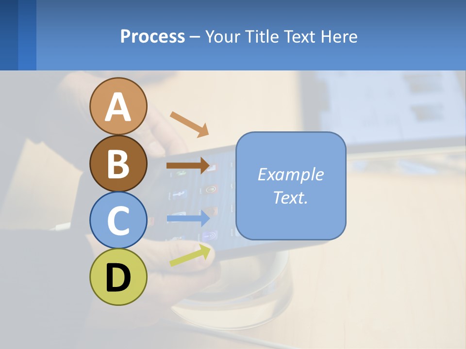 A Person Holding A Tablet On A Table PowerPoint Template
