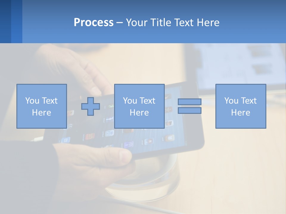 A Person Holding A Tablet On A Table PowerPoint Template