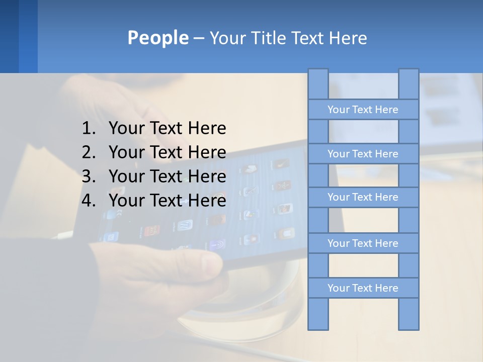 A Person Holding A Tablet On A Table PowerPoint Template