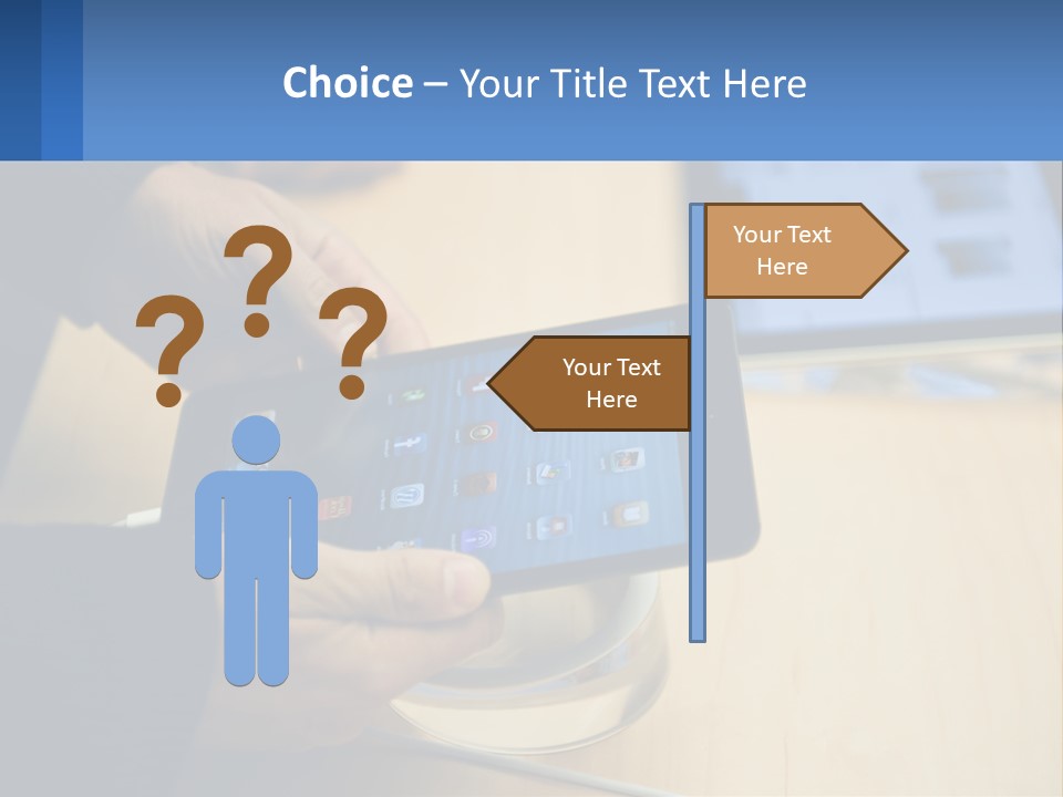 A Person Holding A Tablet On A Table PowerPoint Template