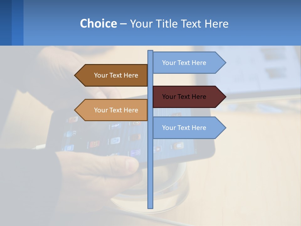 A Person Holding A Tablet On A Table PowerPoint Template