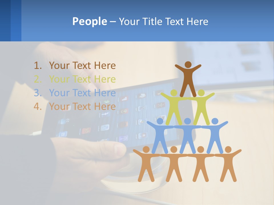 A Person Holding A Tablet On A Table PowerPoint Template