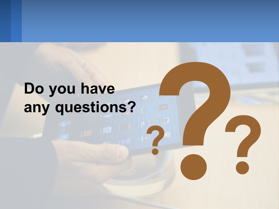 A Person Holding A Tablet On A Table PowerPoint Template