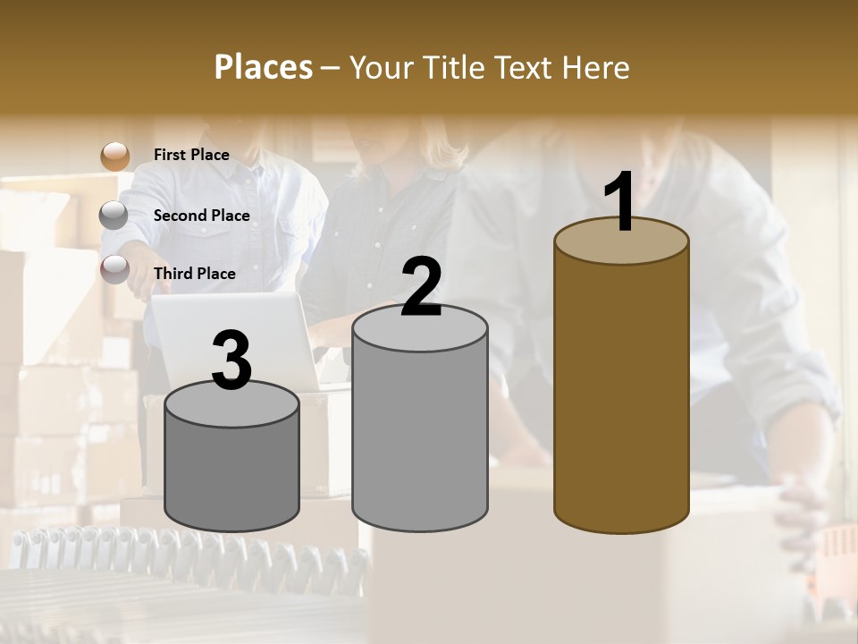 A Group Of People Moving Boxes In A Warehouse PowerPoint Template