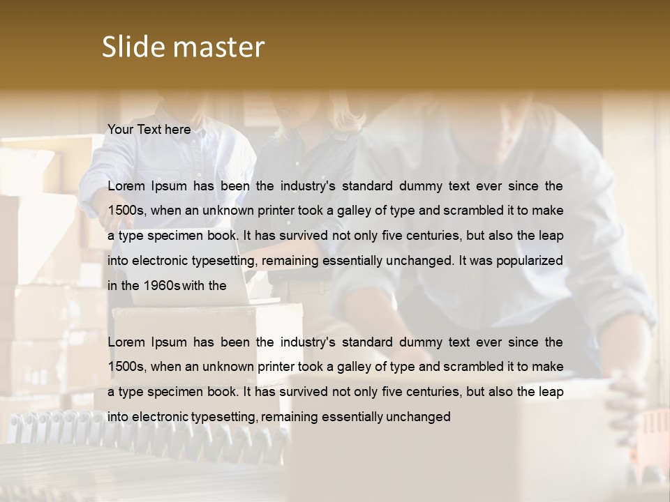 A Group Of People Moving Boxes In A Warehouse PowerPoint Template