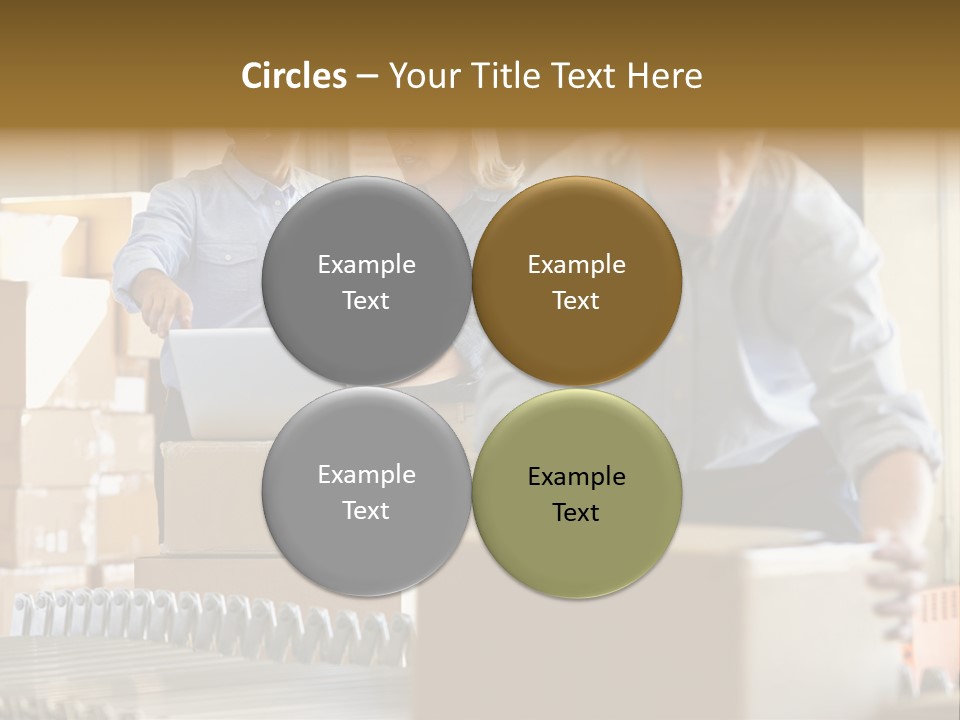 A Group Of People Moving Boxes In A Warehouse PowerPoint Template