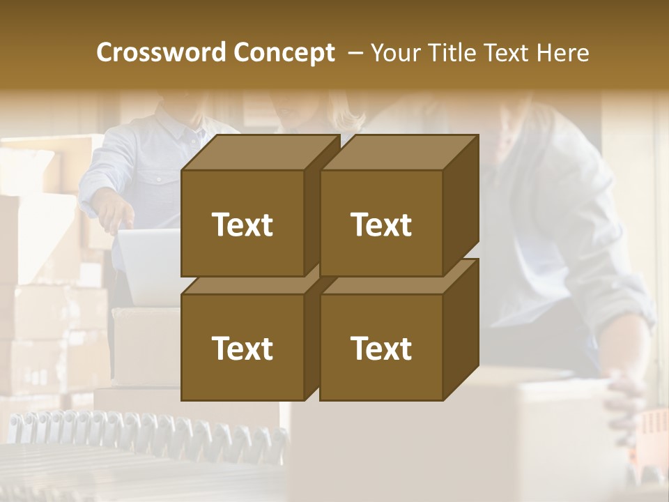 A Group Of People Moving Boxes In A Warehouse PowerPoint Template