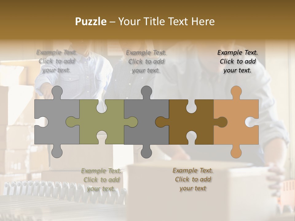 A Group Of People Moving Boxes In A Warehouse PowerPoint Template