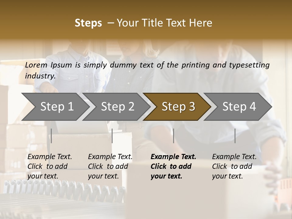 A Group Of People Moving Boxes In A Warehouse PowerPoint Template