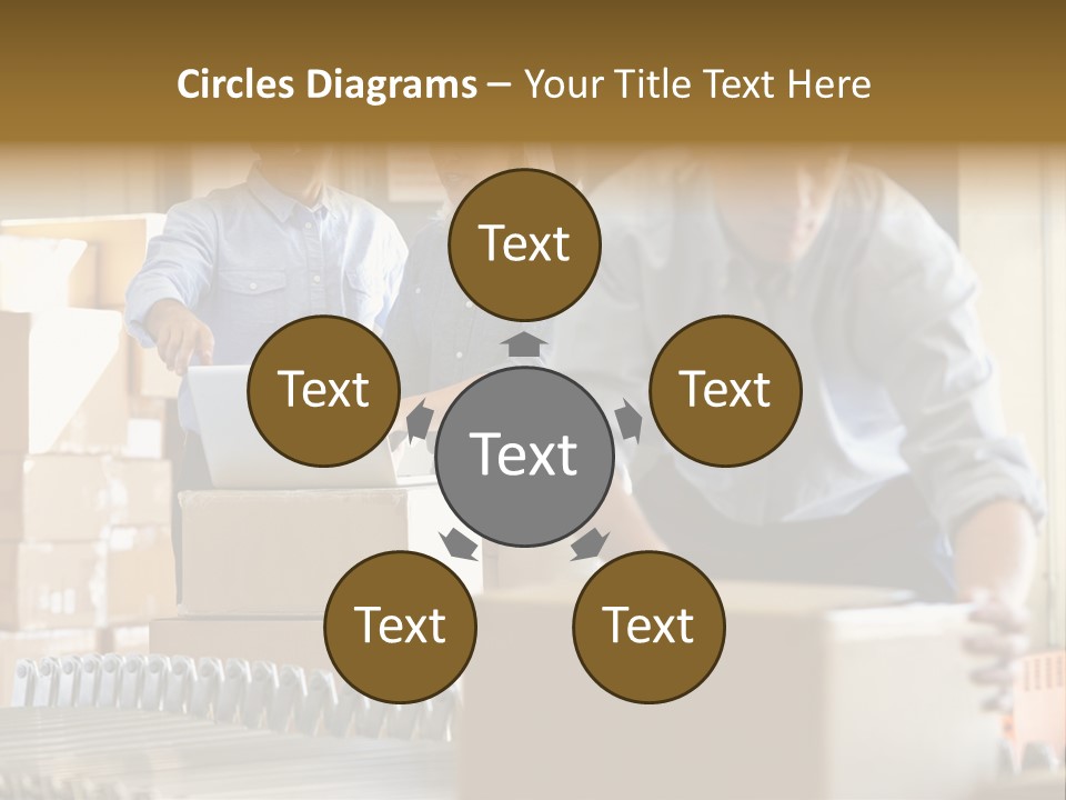 A Group Of People Moving Boxes In A Warehouse PowerPoint Template
