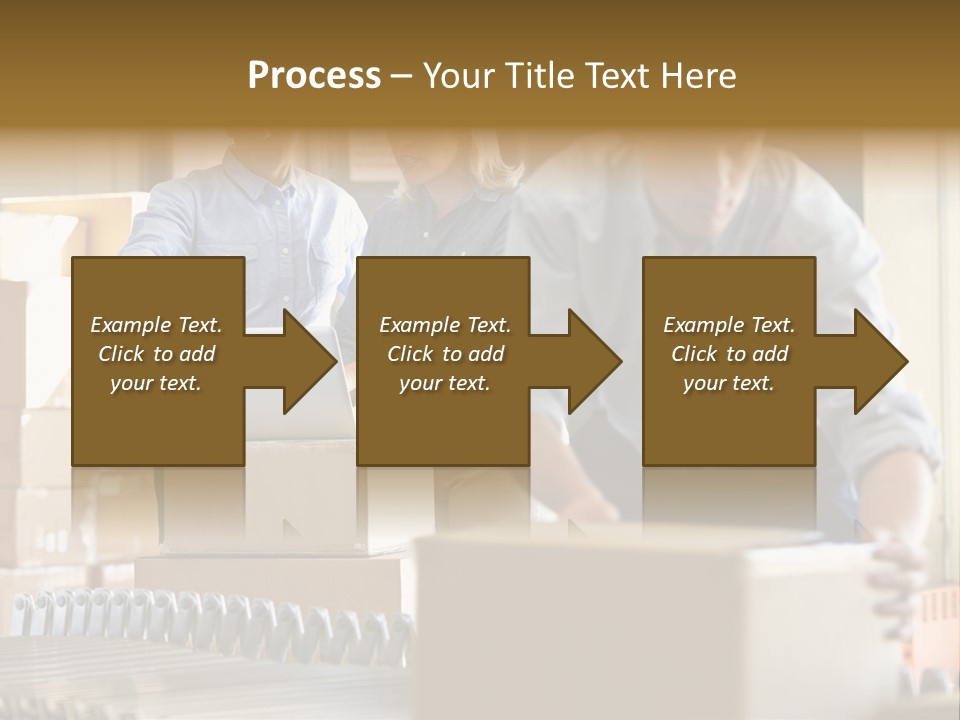 A Group Of People Moving Boxes In A Warehouse PowerPoint Template