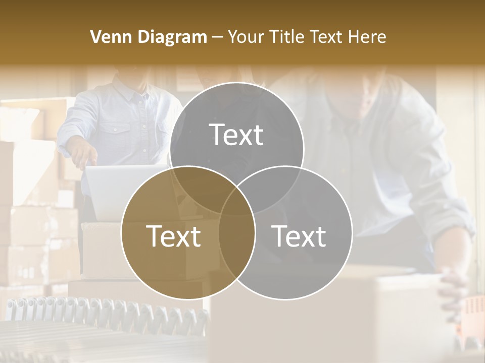 A Group Of People Moving Boxes In A Warehouse PowerPoint Template