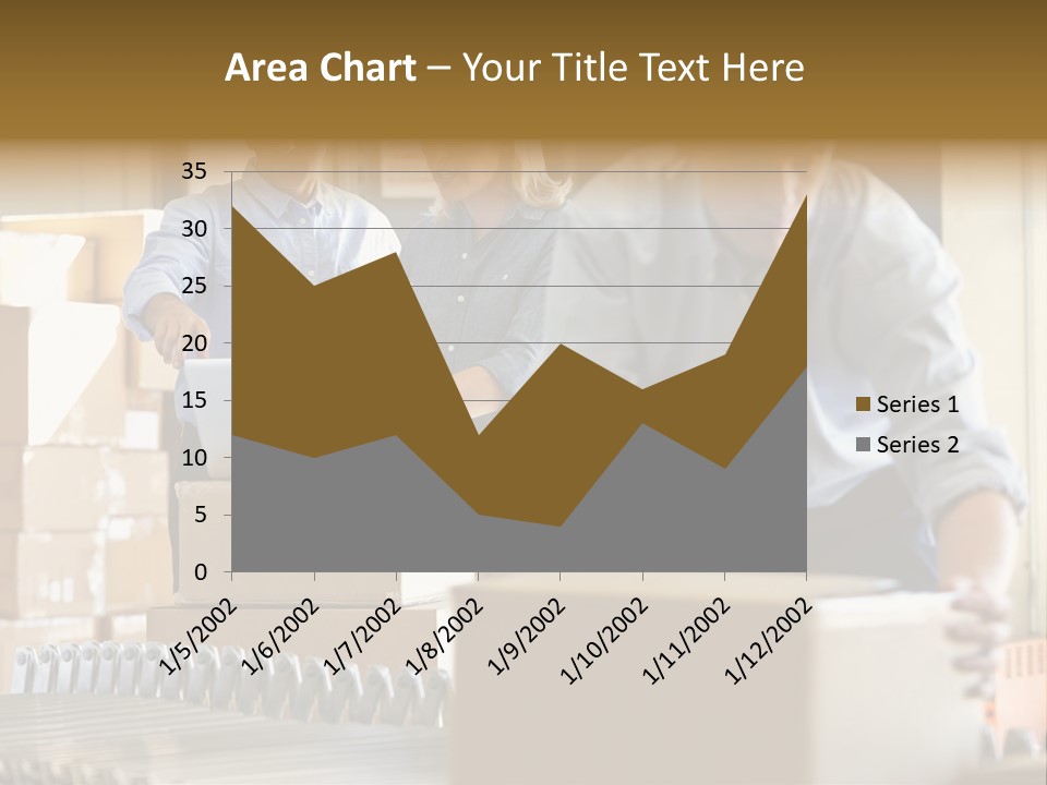 A Group Of People Moving Boxes In A Warehouse PowerPoint Template