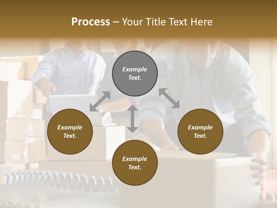 A Group Of People Moving Boxes In A Warehouse PowerPoint Template