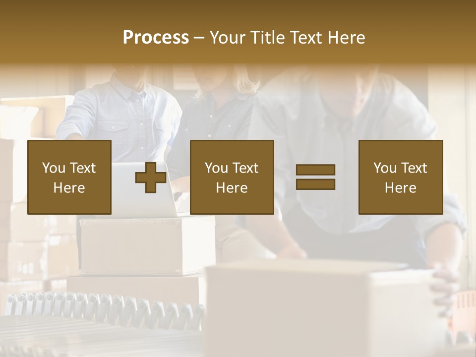 A Group Of People Moving Boxes In A Warehouse PowerPoint Template